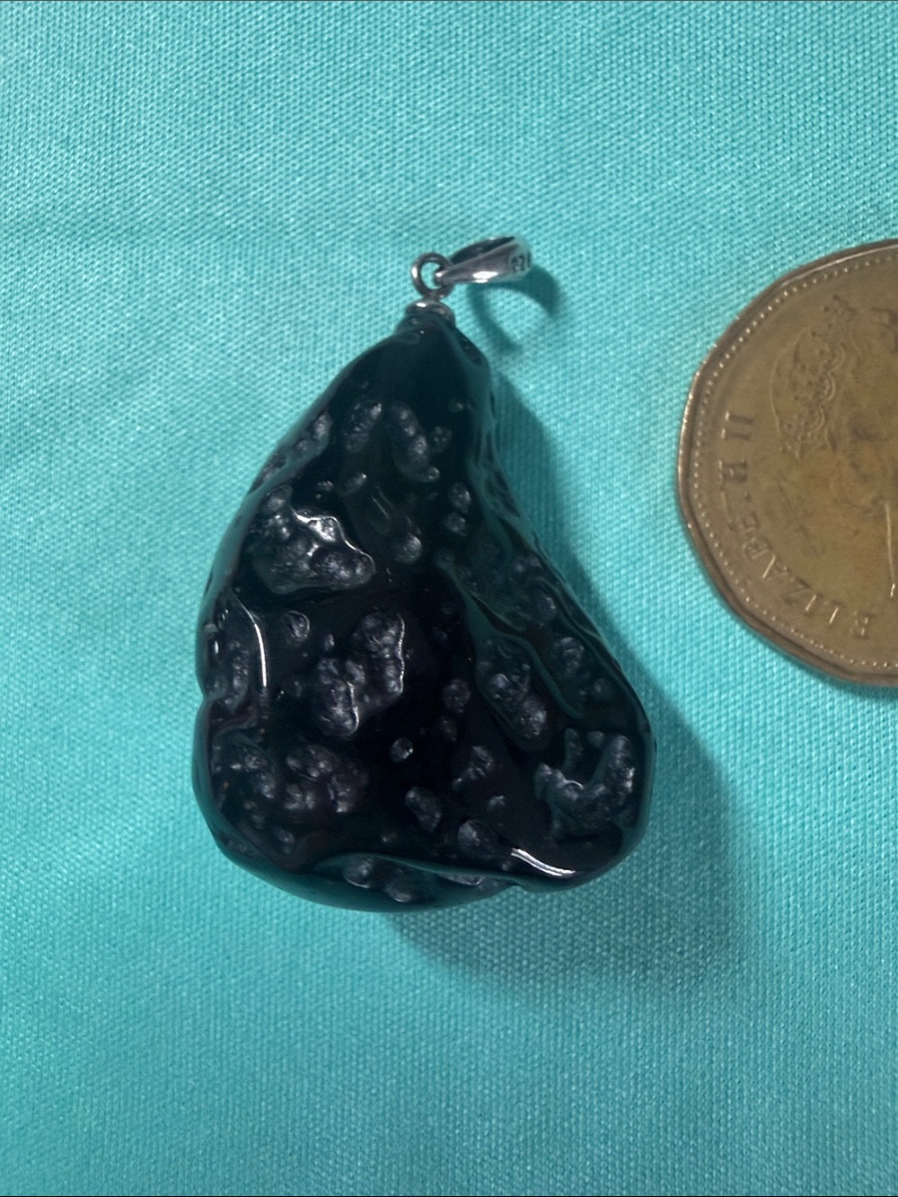 Tektite Pendant with Silver Bail Natural Meteorite Impactite Gemstone